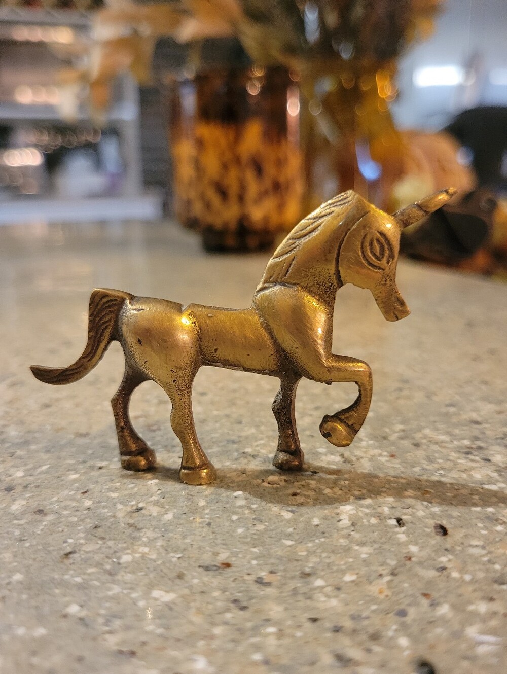 Brass Unicorn Figurine – Small Gold Decorative Magical Accent - GUC